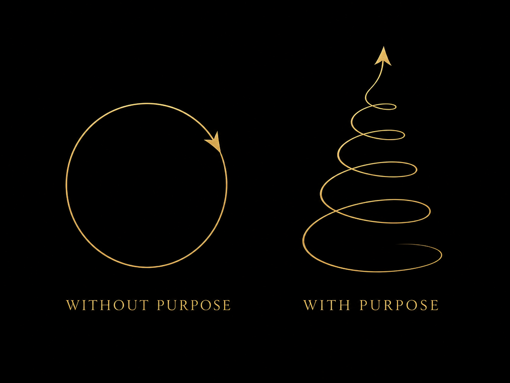Gouden cirkel zonder purpose versus opgaande spiraal met purpose